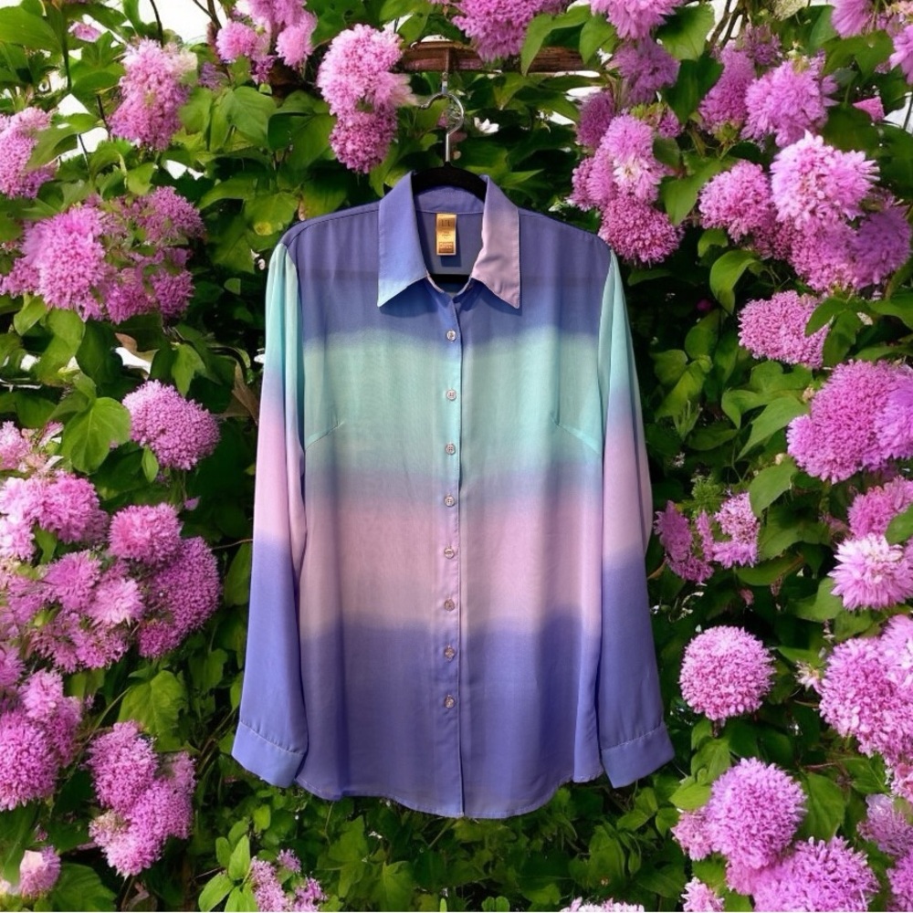 LEL Gradient Pastel Button-Up Shirt - Picture 3 of 16